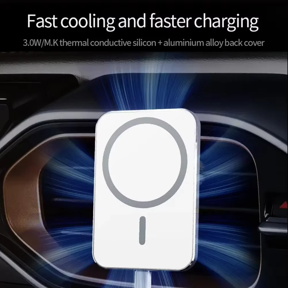 15W Magnetic Wireless Car Charger Mount with Type-C Fast Charging for iPhone 12 and 13 Series