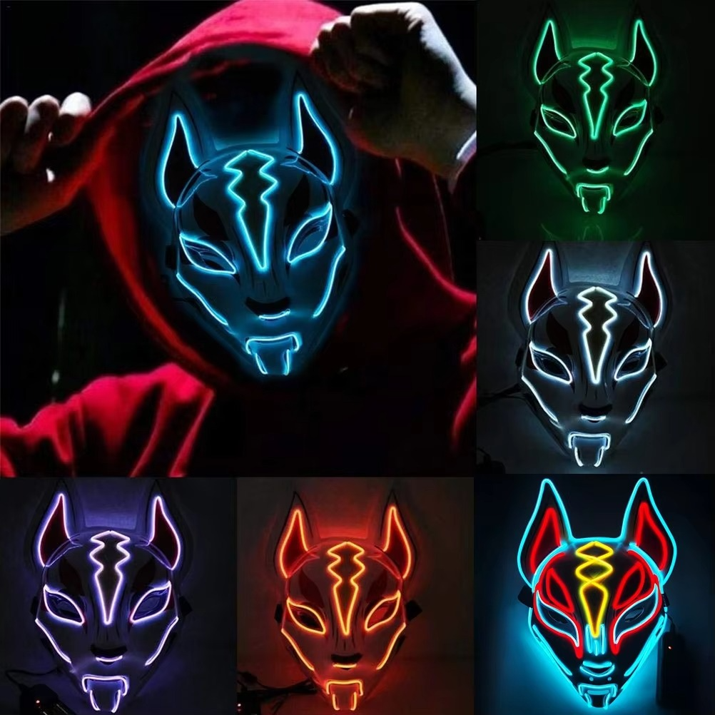 Luminous LED Full Face Fox Mask for Halloween & Cosplay