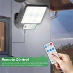LumoVolt Solar light with motion sensor | 72 COB LEDs | Remote control & 5 m solar panel cable | 3 modes | IP65 weatherproof