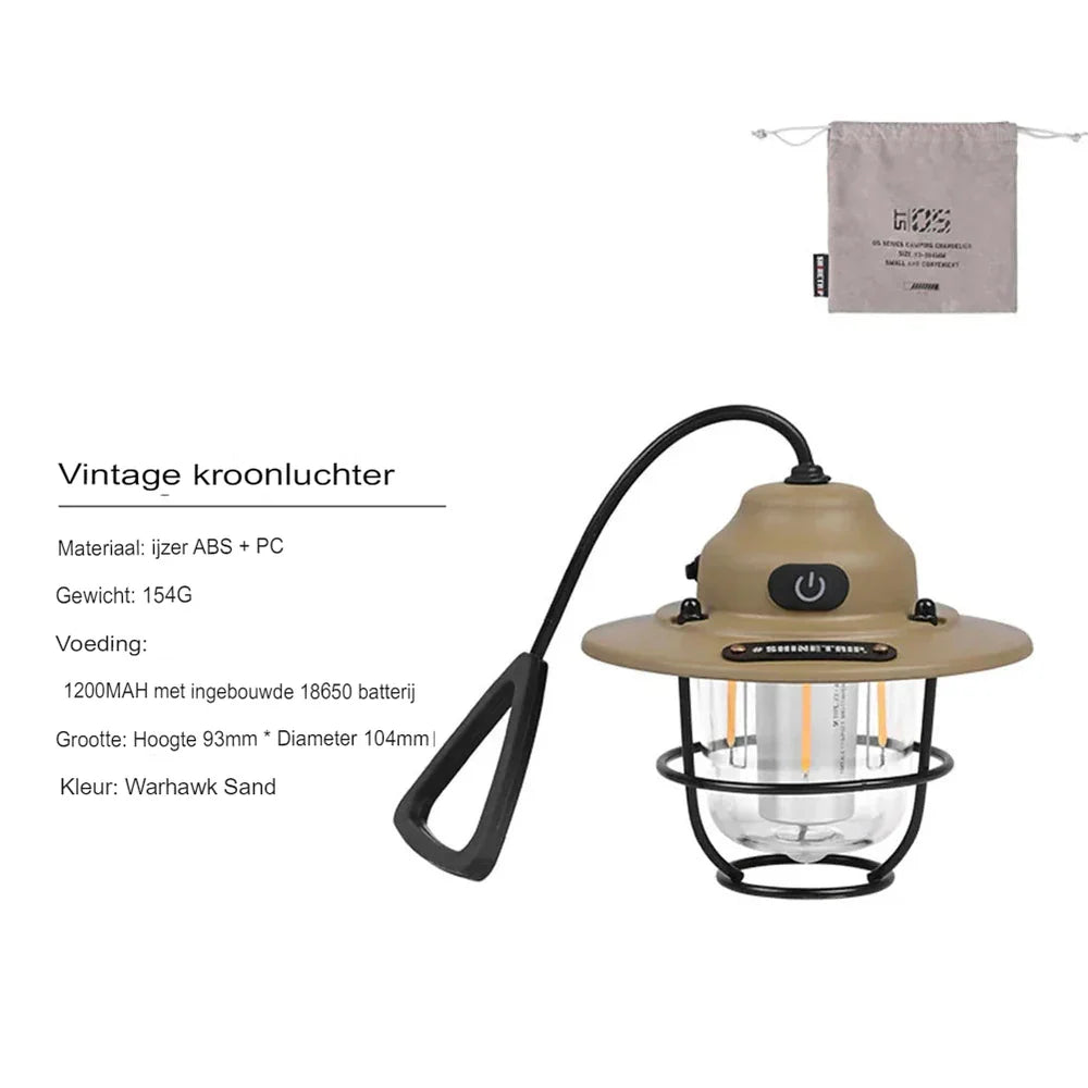 Retro Rechargeable LED Camping Lantern - NostalgiaGlow