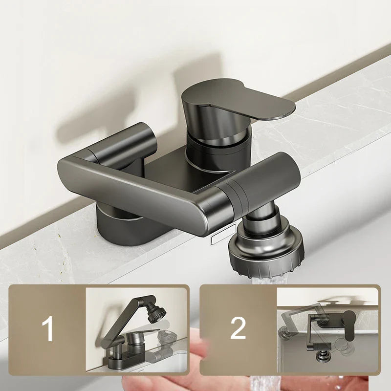 Two-Hole Bathroom Faucet with 360-Degree Swivel Spout