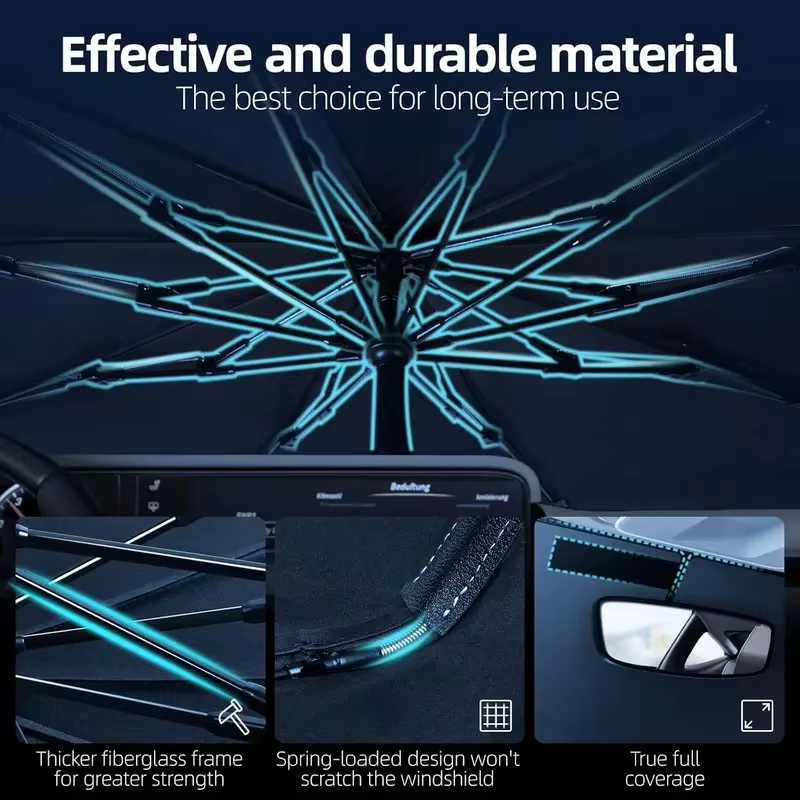 Windshield Sun Shade Umbrella – Foldable UV-Blocking Car Sunshade to Keep Interior Cool & Protected