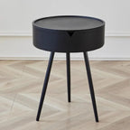 Round Plastic Side Table with Storage Space and Mobile Design
