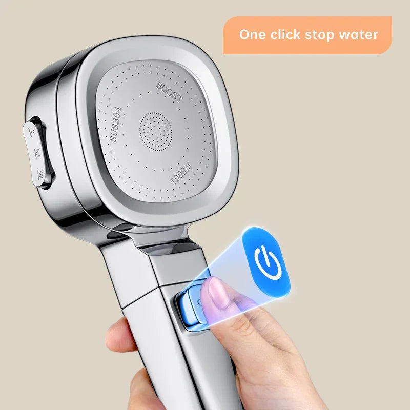 Jetiva Shower Head | 3 Spray Types | Pressure Boosting & Water Saving | Silver Design