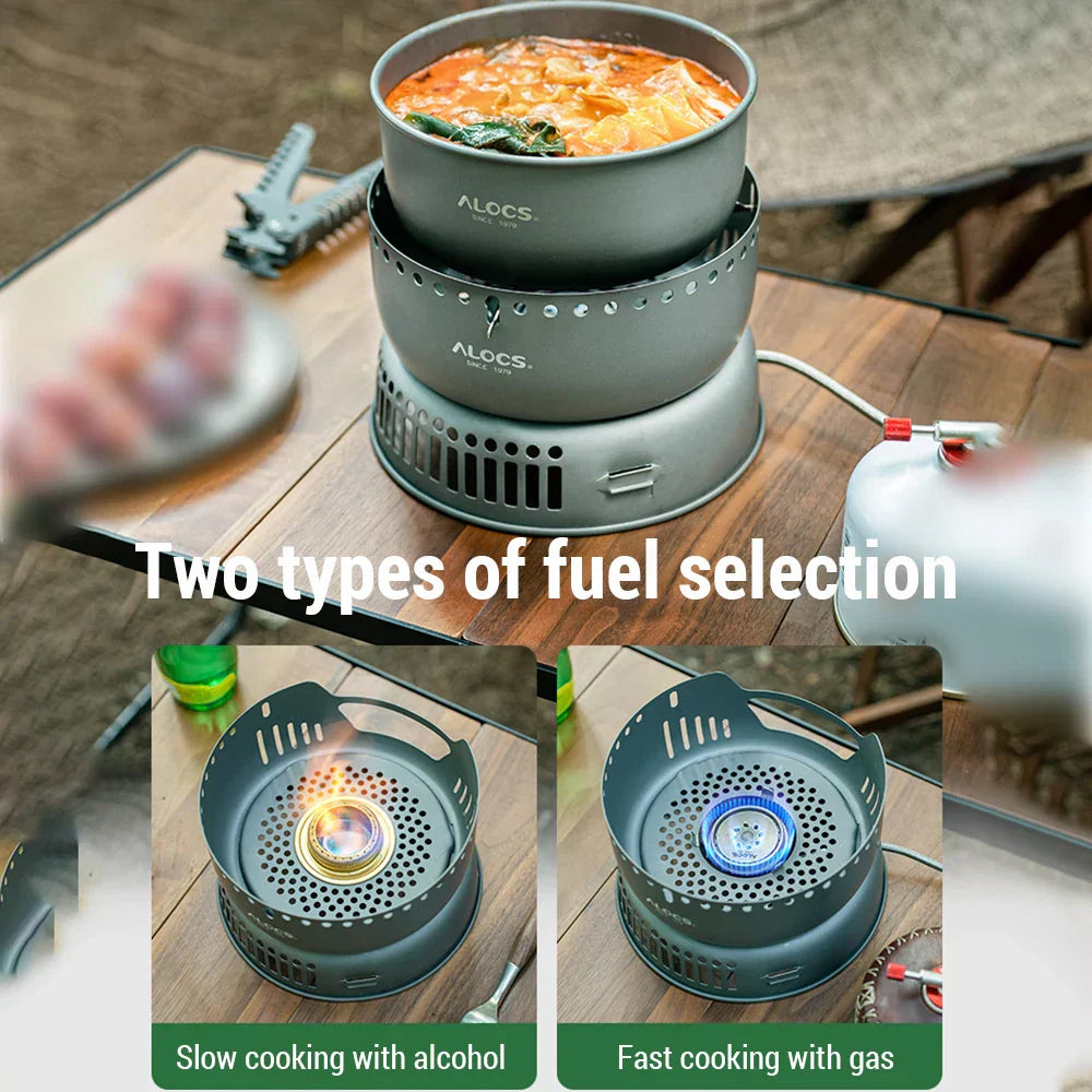 Portable Outdoor Cookware Set – Lightweight Camping Cooking Gear with Windshield
