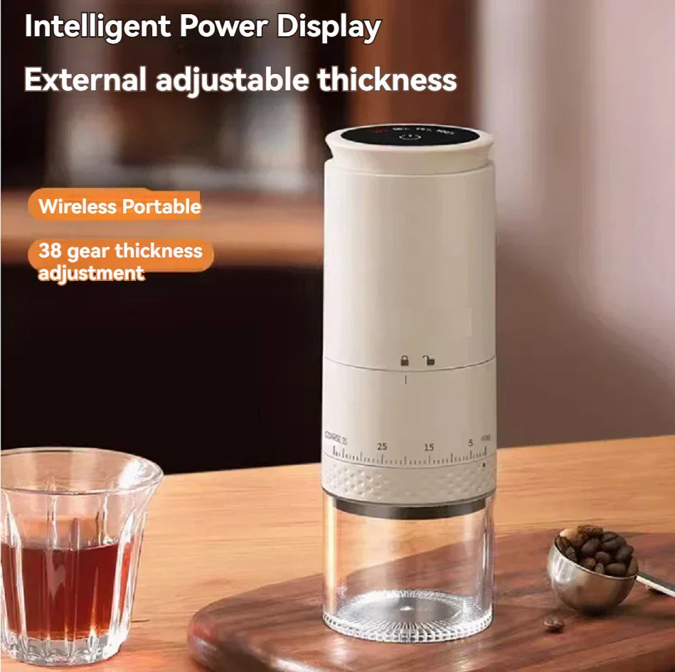 1500mAh Electric Coffee Grinder External Adjustable Type-C Charging Coffee Grinder Bean Grinding Machine Coffee Maker