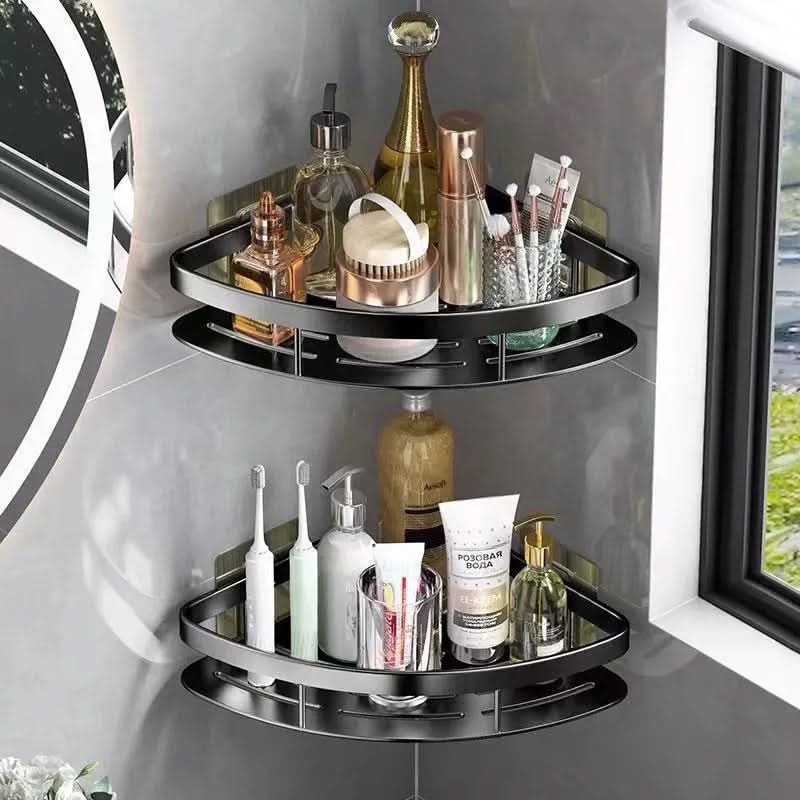 No-Drill Aluminum Bathroom Corner Shelf with Rust-Resistant Construction