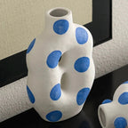 Blue Polka Dot Wonky Vase
