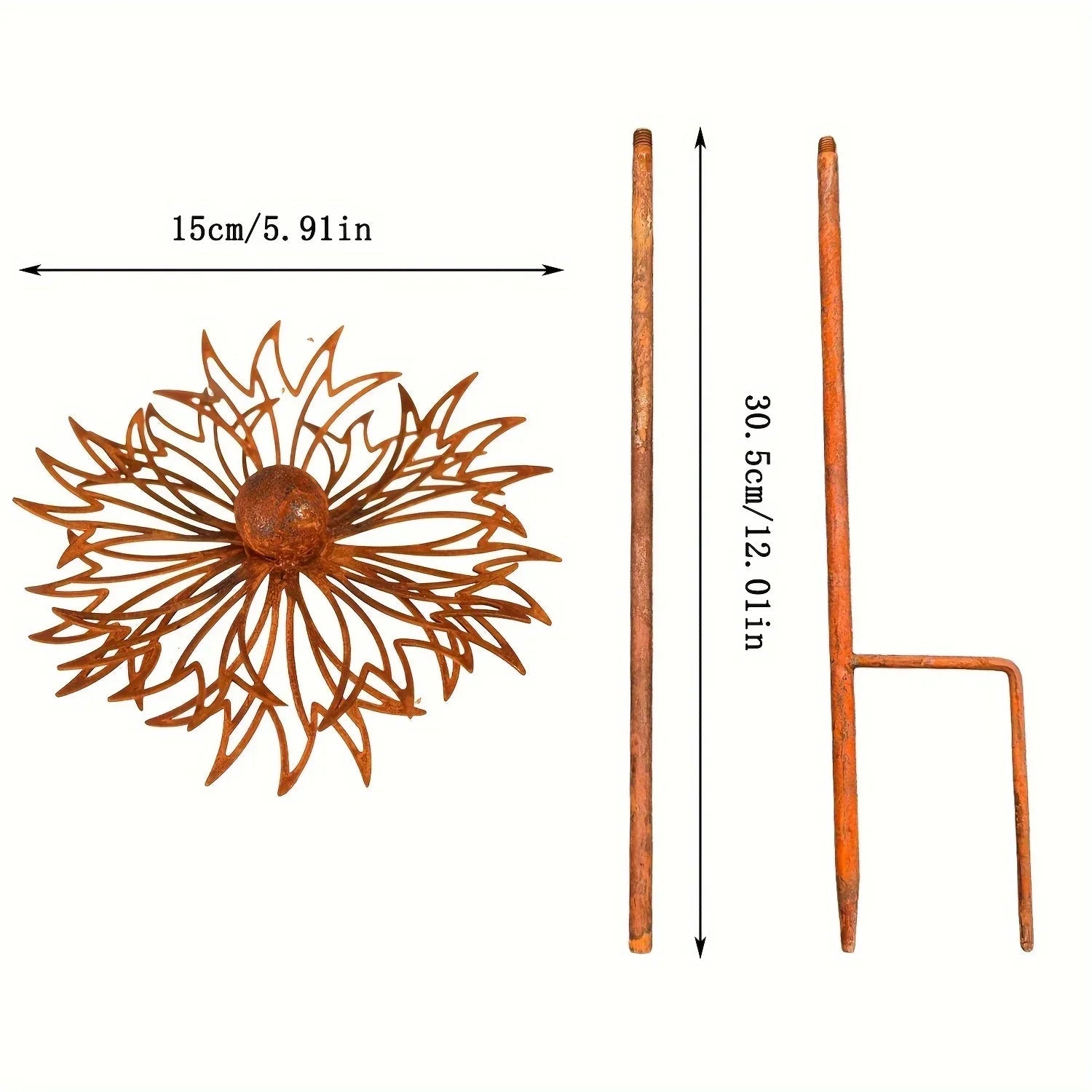 FLORUSTA Garden Stake Bluebonnet | Rust Look Metal | Rustic Garden Decor