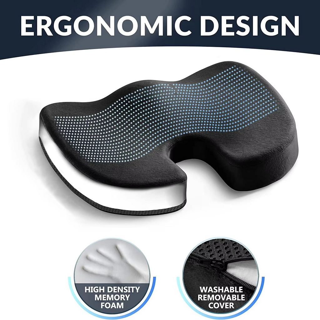 Gel Seat Cushion with Memory Foam and Non-Slip Support for Office, Car, and Home