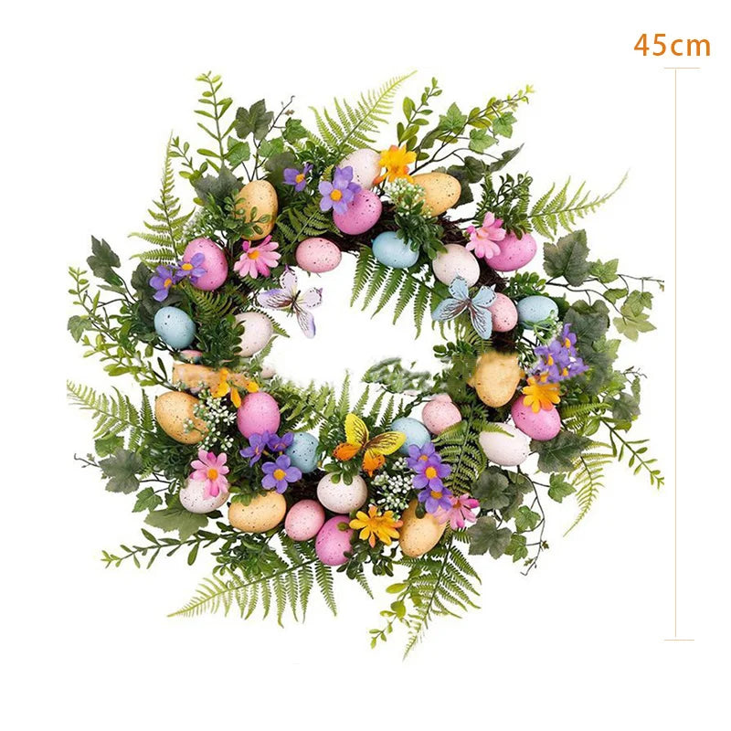5 Style Bow Ribbon Easter Egg Wreath Easter Egg Garland Door Ornaments Wall Decor Happy Easter 2023 Decor for Home Kids