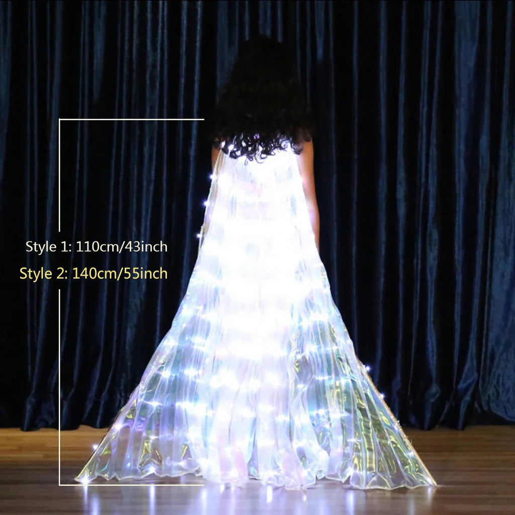 LED Wing Costume LumiWings | Glowing Fairy Cape | 140 cm / 110 cm | With Telescopic Rods & Switch | For Stage, Party & Show