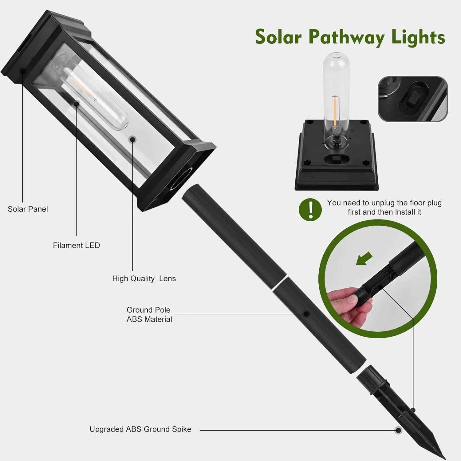 Solar Glow Garden Path Lights – 2 Piece Set