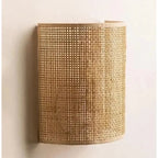 Wall lamp LED with natural brown finish and hemp cord