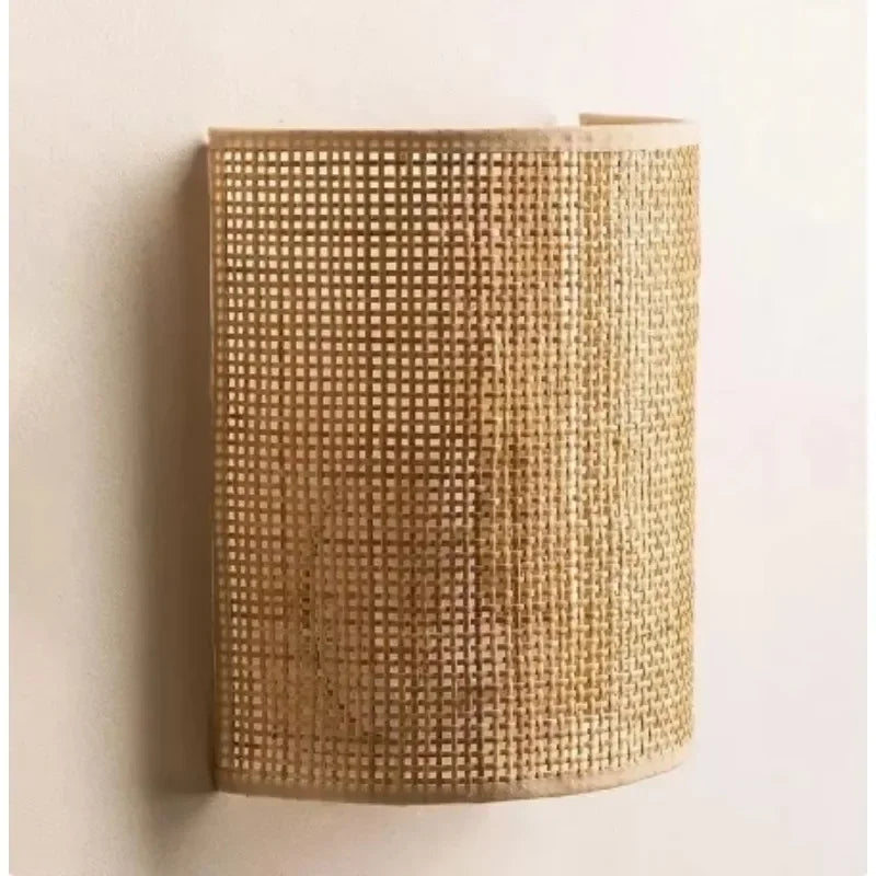 Wall lamp LED with natural brown finish and hemp cord