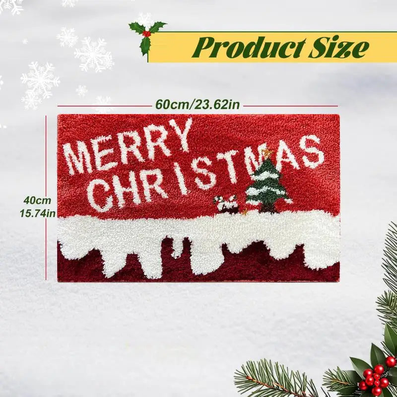 Winter love | Christmas doormat | Santa & Gingerbread man | Red | For indoor & outdoor | Non-slip & washable