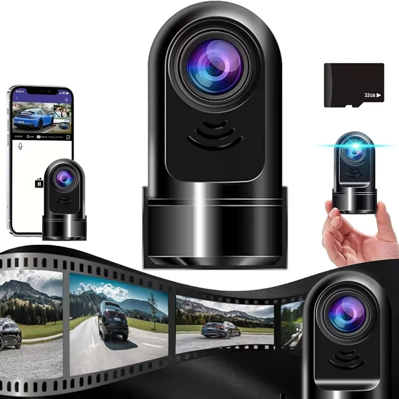 1080P HD 360° Rotating Mini ADAS Dash Camera with 32GB Card, Night Vision, Motion Detection, and 24H Parking Mode