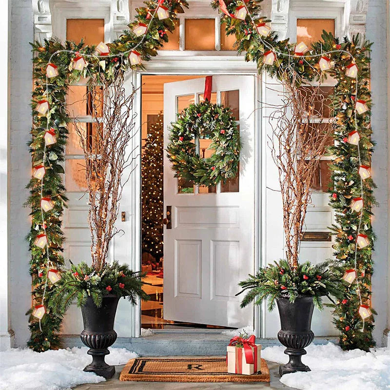 Wooden Christmas houses with LED lighting for festive decoration