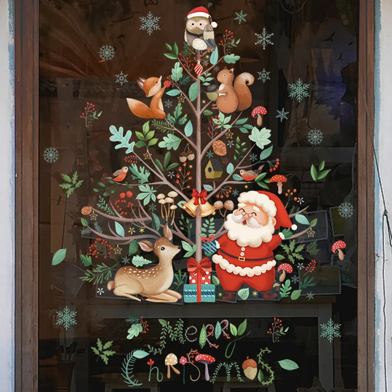 Glimoria | Christmas Window Stickers 2025 | Santa Claus & Christmas Tree | Removable Window Stickers for Glass & Walls | Festive Decor for Christmas & New Year