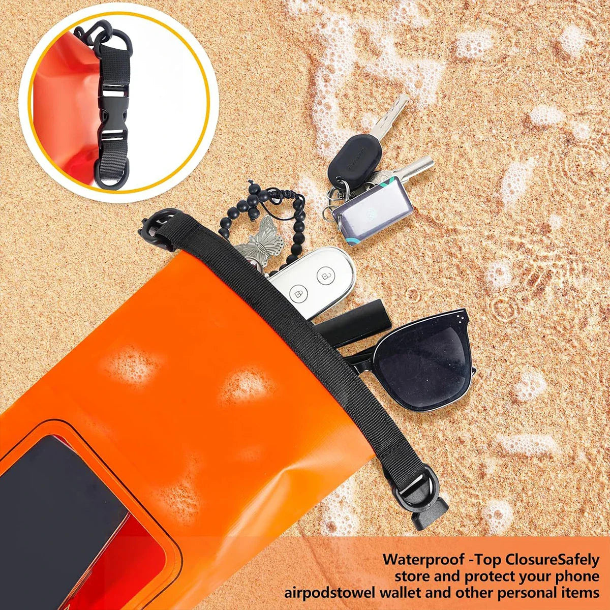AquaVault Waterproof Dry Bag 2L | With Touchscreen Window | Outdoor Bag for Kayaking, Trekking & Water Sports