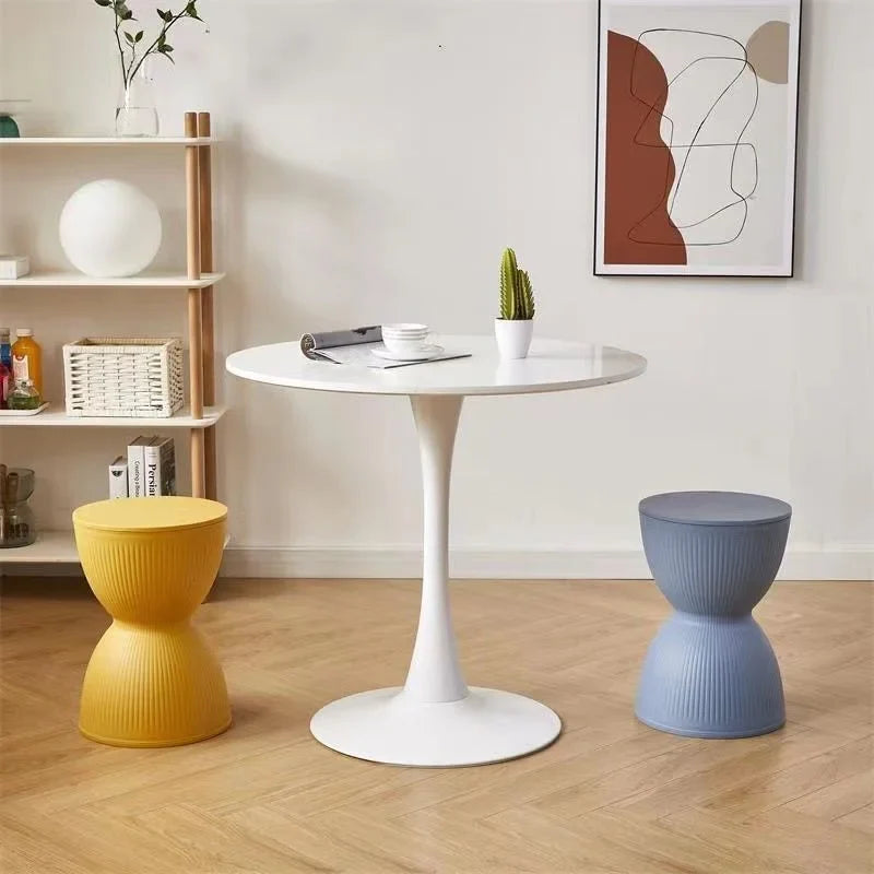 Nordic Plastic Low Side Table with Hourglass Design