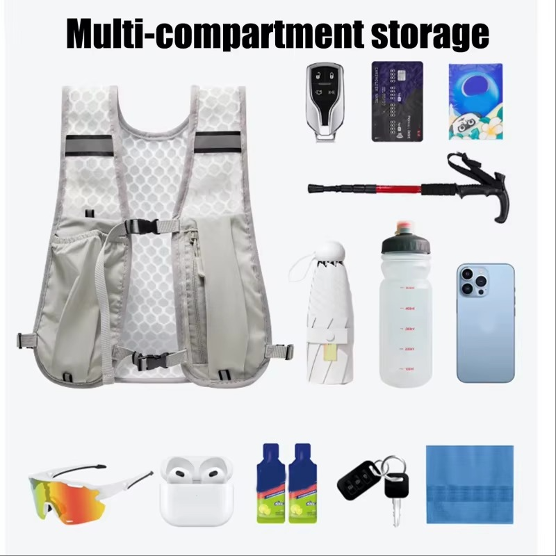 Running Hydration Vest With Reflective Strips And Breathable Mesh Design