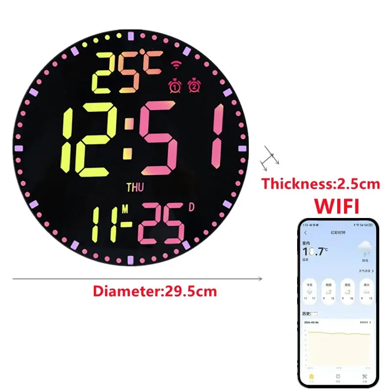 WiFiTime Clock - Smart LED Wall Clock with Calendar