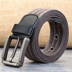 Men’s Canvas Belt – Adjustable Casual Striped Waistband