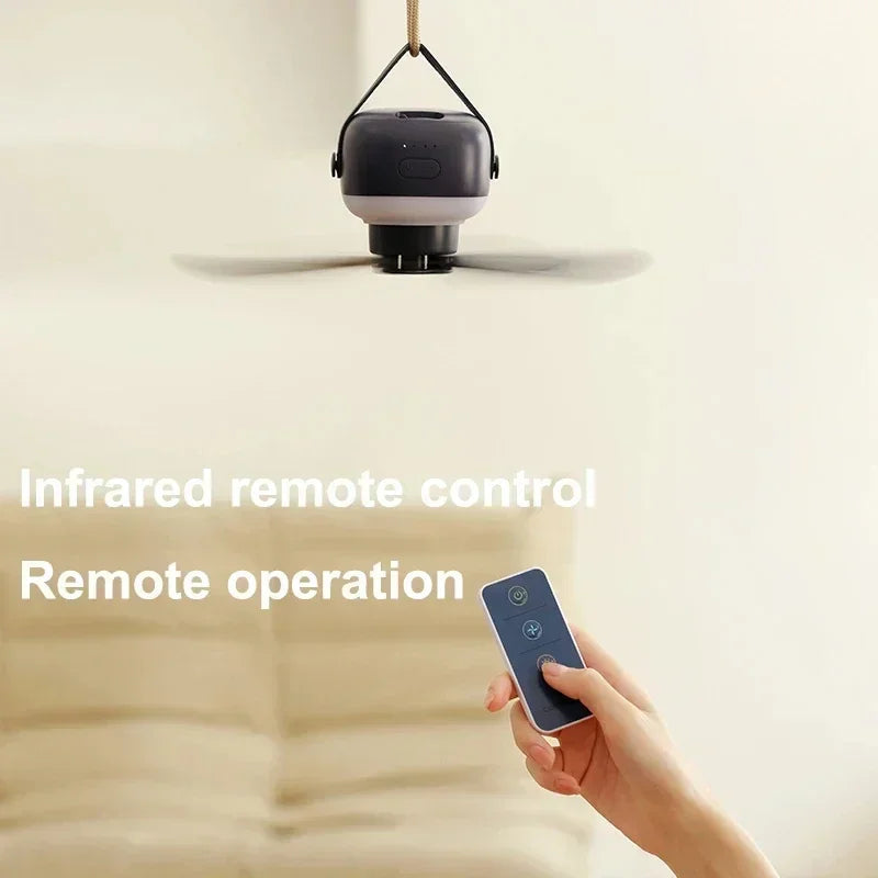 CampiBreeze Mobile Ceiling Fan | 3600/7200 mAh Battery | LED & Remote Control | Quiet & Hangable