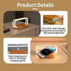 LumiCharge Touch | LED Table Lamp with Wireless Charger | Dimmable & Touch Control | Qi Fast Charging Function | Wood Look