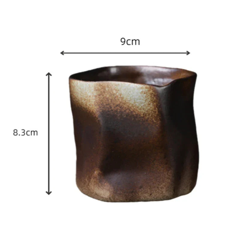 Irregular twisted shape cup 9.47 ounces/280 ml ceramic coffee tea cup without handle polychromatic creative ceramic mugs coffee mugs retro