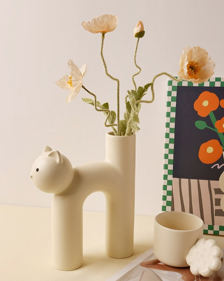 Ceramic Cat Vase