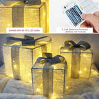 Set of 3 LED Gift Box Decorations for Indoor and Outdoor Use