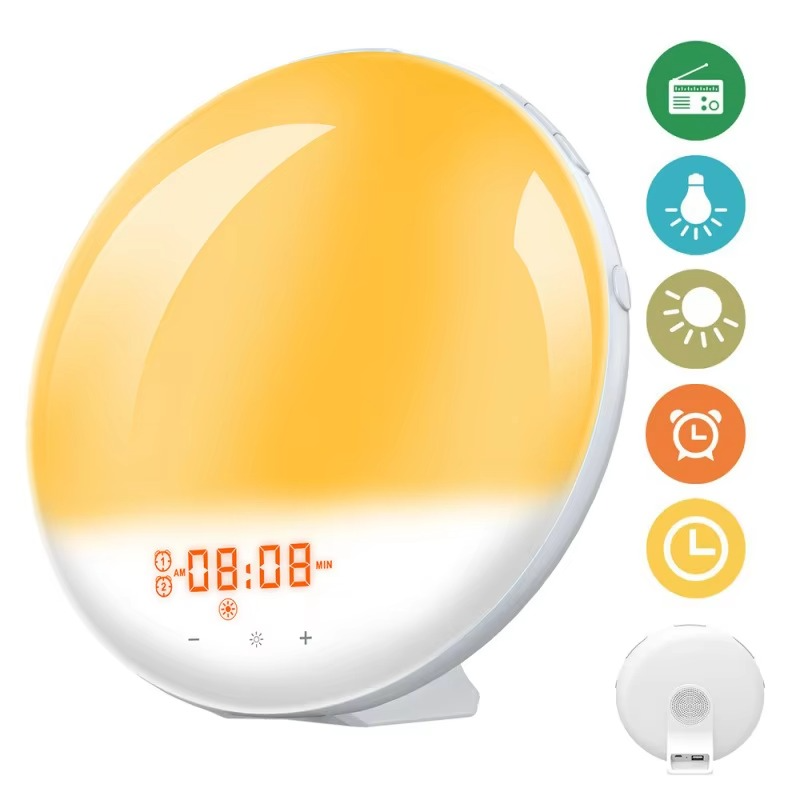 Wake Up Light Alarm Clock with Sunrise Simulation, Sunset Mode, Night Light and FM Radio