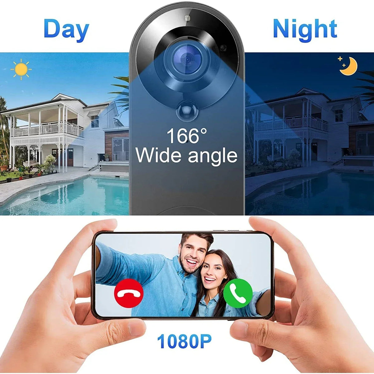 ViewSecure Doorbell with Camera | 1080P HD | Wi-Fi & App | Motion Detection & Night Vision