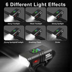 USB Rechargeable Bike Light Set - 1500 Lumen LED Headlight and Taillight with 6 Modes for Safe Night Cycling