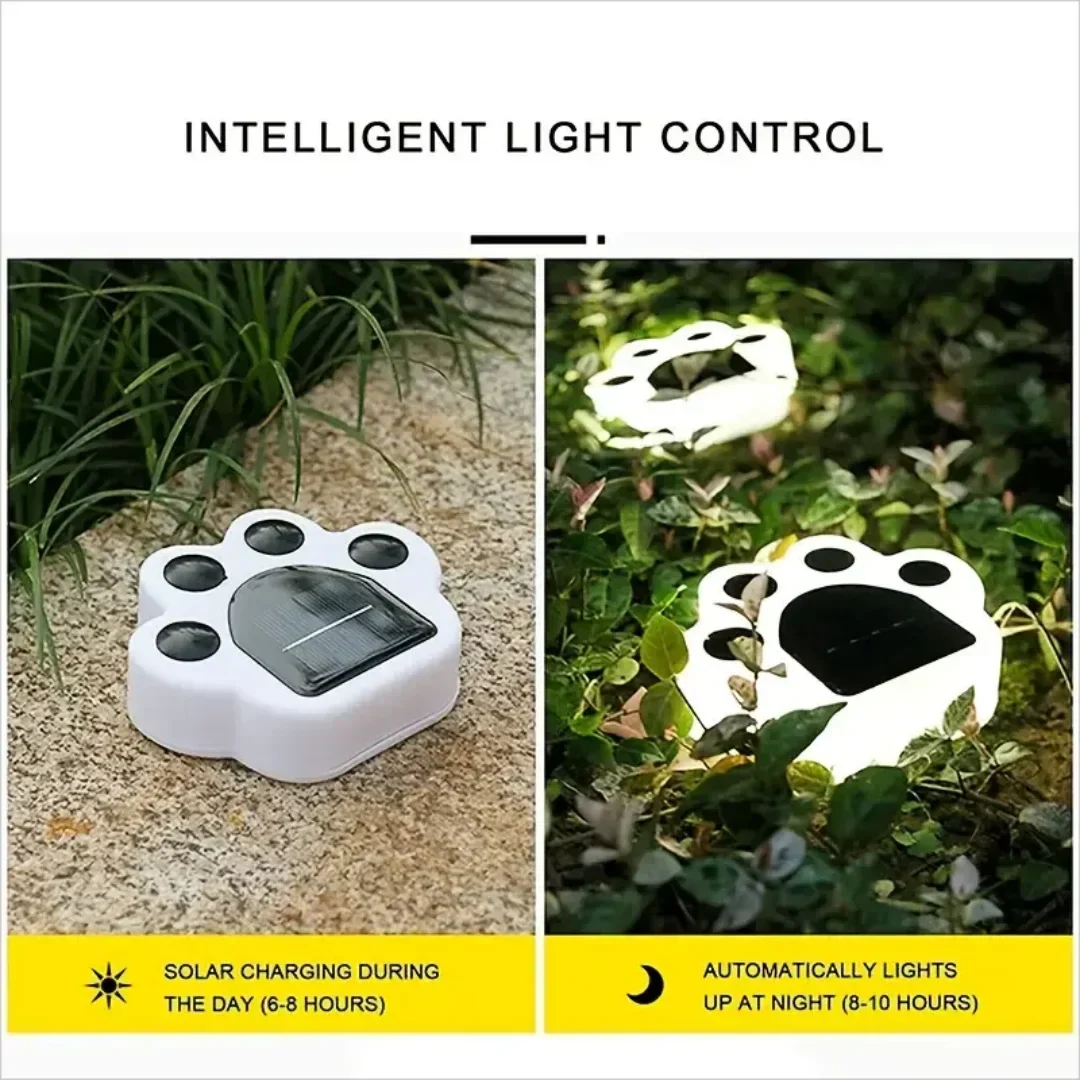Glowing Paw LED Solar Pathway Outdoor Lights