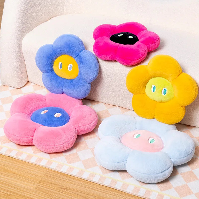 Fluffy Flower Cushion with Eyes