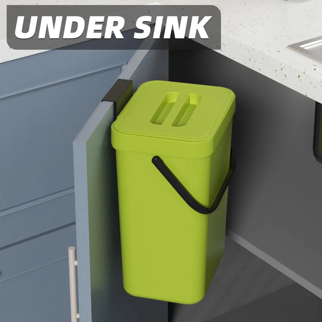 Binova Mini Trash Can | With Lid | Hanging & Wall Mounted | Compact & Odor Blocking | For Kitchen, Bathroom & Office