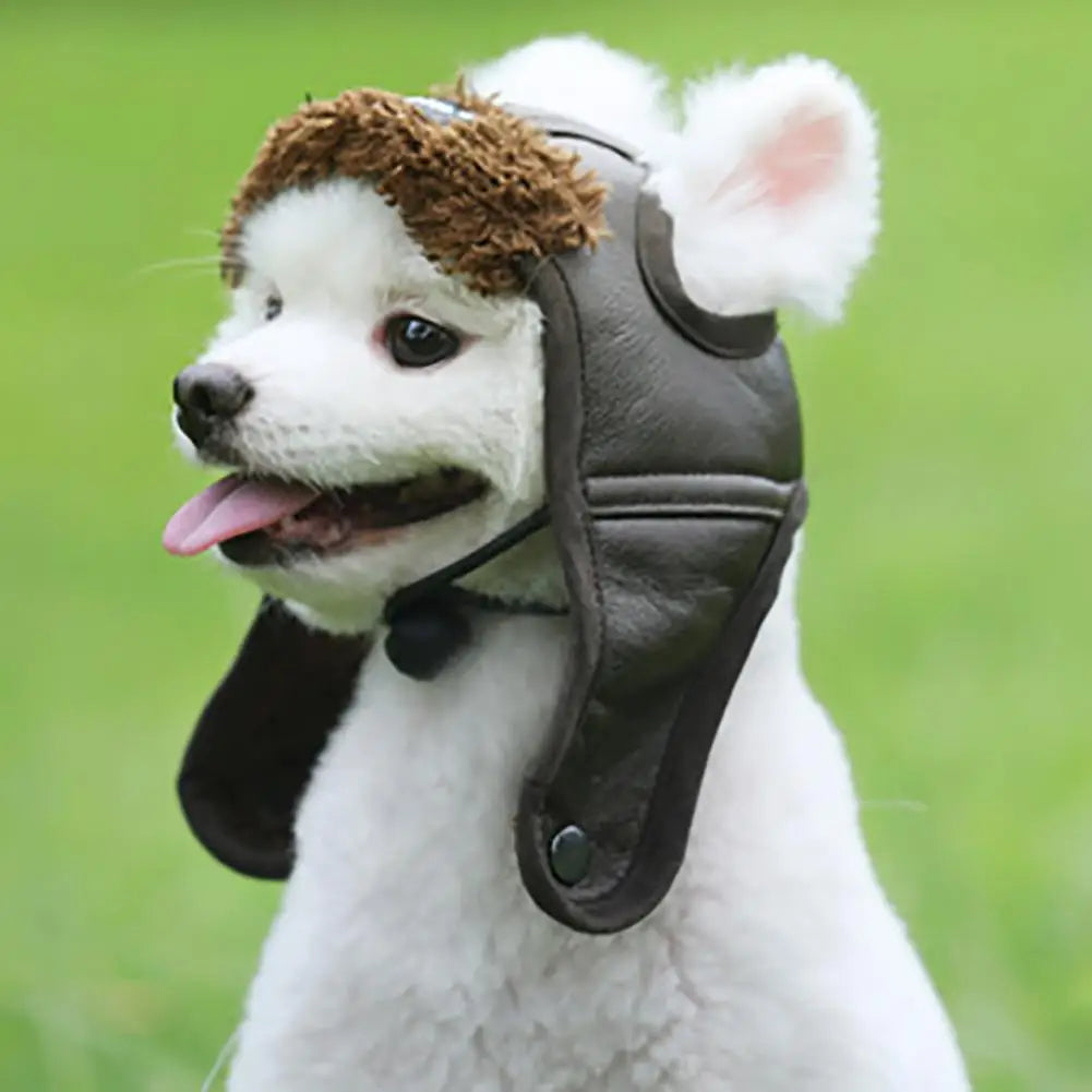 Winter pilot cap for pets warm and comfortable