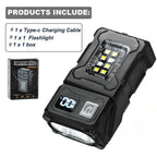 Luminoxar Tactical Mini LED Work Light | USB-C Rechargeable | 7 Light Modes & Magnetic Base | 8.1 × 4.5 × 2.6 cm | IPX4 Waterproof