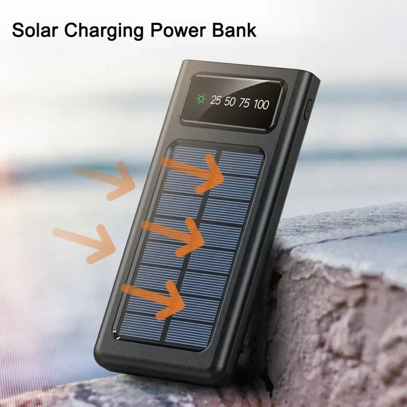 PowerCharge Solar Power Bank | 4-in-1 cable system | Fast charging & LED flashlight