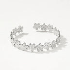 Textured Floral Bangle Cuff Bracelet