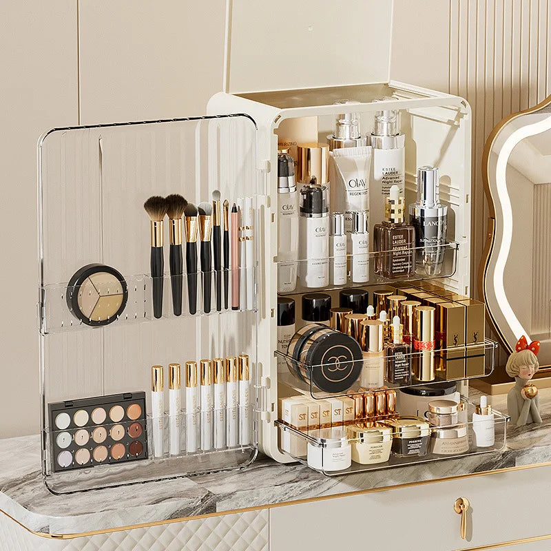 Luxo Luxury Makeup Storage Box – Dust-Proof Cosmetic Organiser with Magnetic Door