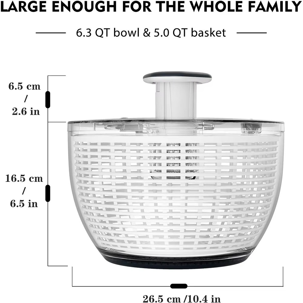 6.3 QT One-Handed Salad Spinner with Easy Press Drying System