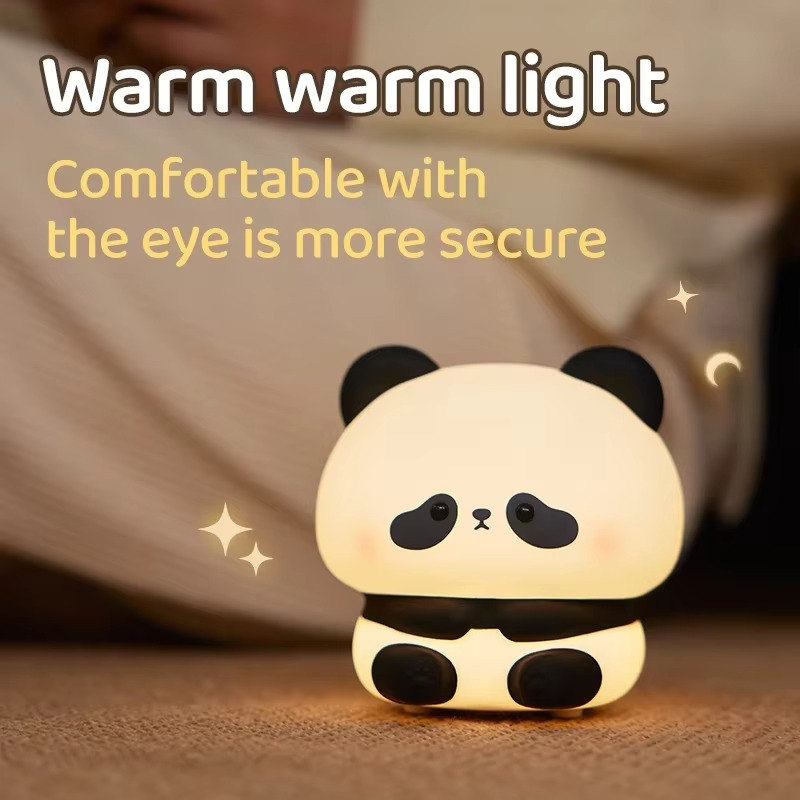 Panda Touch-Activated Silicone LED Nightlight – USB Rechargeable, Syncable Soft Glow Lamp