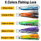 5pcs Rigged Trolling Skirt Tuna Lures for Mahi, Marlin, Shark, and Wahoo – Big Game Saltwater Fishing Lures