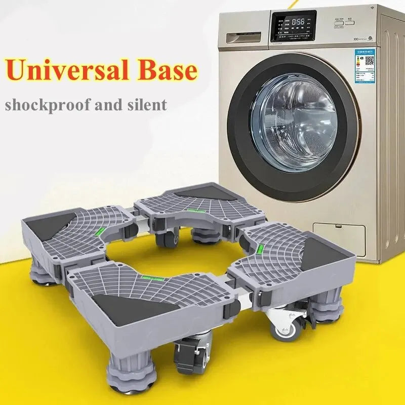 Stabilova Adjustable Roll Base for Washing Machine & Refrigerator | With 4 Double Wheels & Shock Absorption | Height Adjustable & Load-Bearing