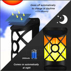 Solar-Torch FlammaLuce | 96 LED Flame Light | IP65 Waterproof | Garden Wall Lamp with Grid Design