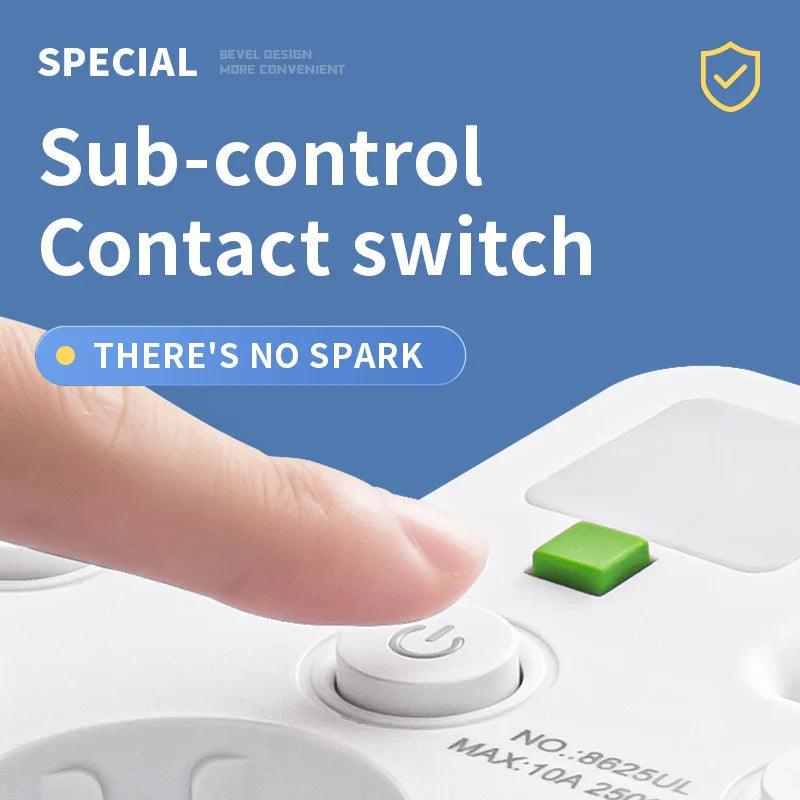 Multi-socket VOLTRIQ ProLine | 3–4 sockets + 2× USB & 1× Type-C | 2500 W | Surge protection & control switch